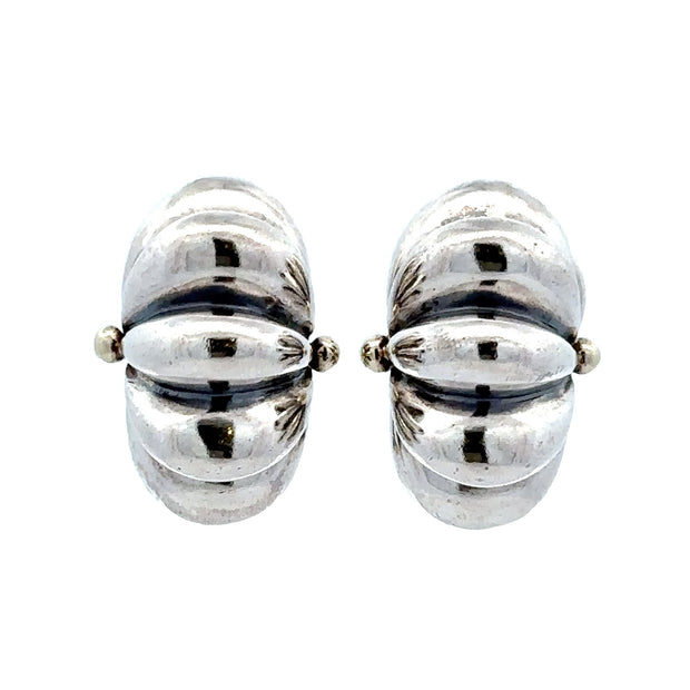 Estate Sterling Silver & 18K Yellow Gold Lagos Caviar Earrings