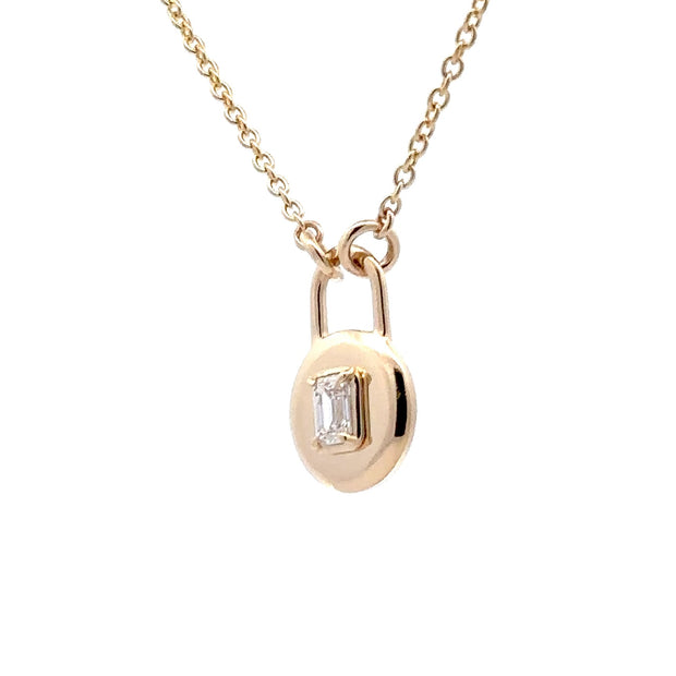 14K Yellow Gold Lock-Style Diamond Necklace