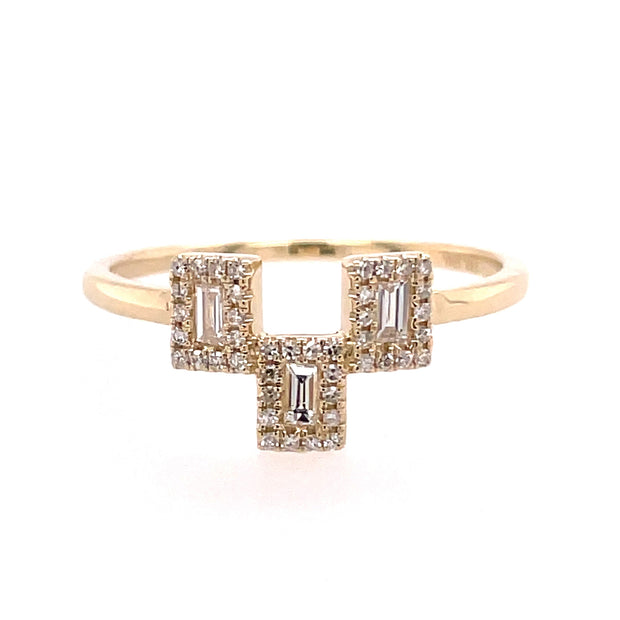 D.M. Kordansky 14K Yellow Gold Staggered Baguette Diamond Ring