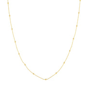 14K Yellow Gold Mini Ball Station Bead Chain Necklace