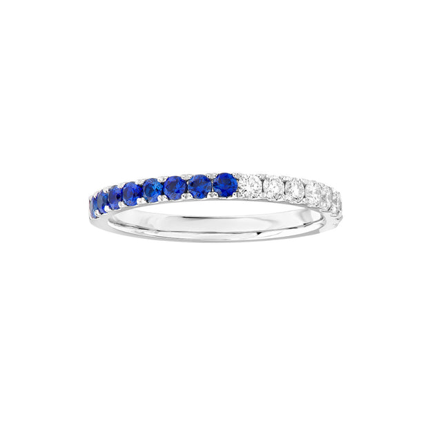 14K White Gold 50/50 Sapphire & Diamond Ring