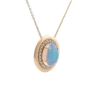 14K Yellow Gold Ethiopian Opal & Diamond Necklace