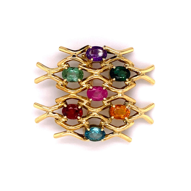 Estate 18K Multi-stone Pin