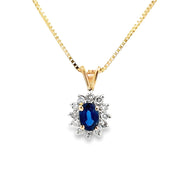 Estate 14K Yellow Gold Sapphire & Diamond Necklace