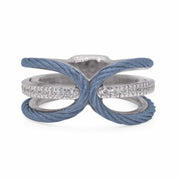 ALOR Caribbean Blue Open Cable Ring with 18kt Gold & Diamonds