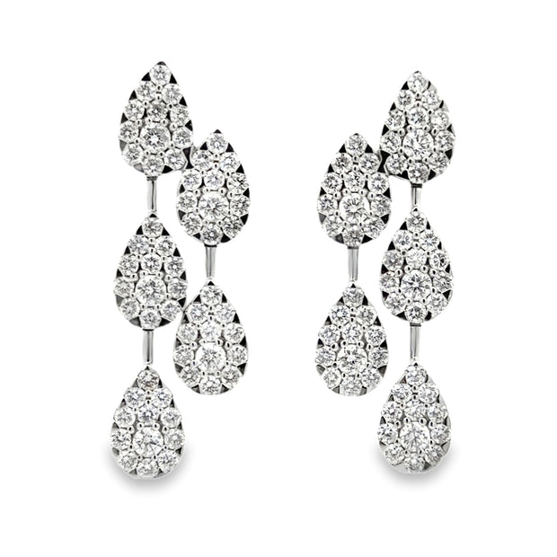 18K White Gold Pavé-Set Diamond Drop Earrings