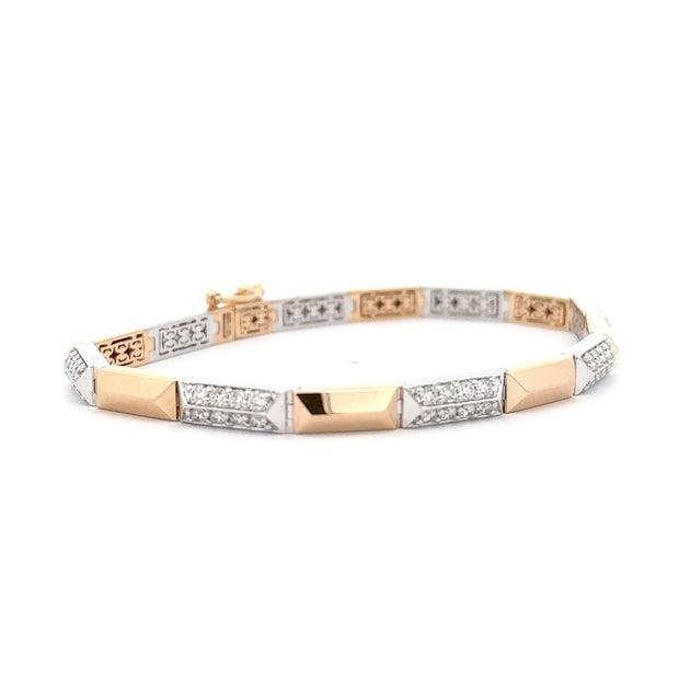 14K Yellow & White Gold Diamond Pyramid Bracelet
