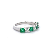18K White Gold Emerald & Diamond Asscher-Cut Ring