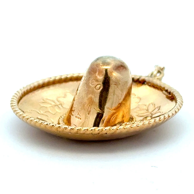 Estate 14K Yellow Gold Large Sombrero Charm