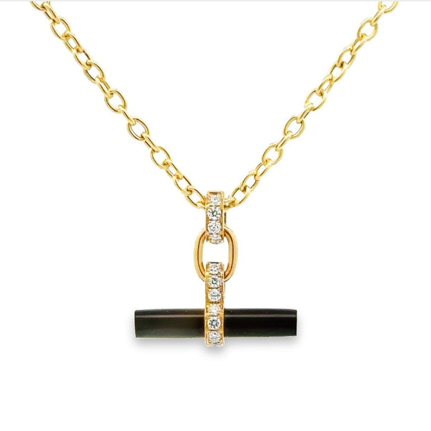 Doves 18K Yellow Gold Black Onyx & Diamond Necklace