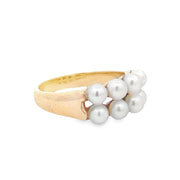 Estate 14K Yellow Gold Two Row Pearl Ring