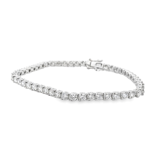 Platinum Two Prong Diamond Tennis Bracelet