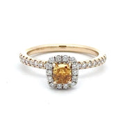 Estate 14K Yellow & White Gold Orange-Yellow Diamond Ring