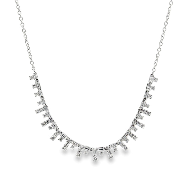 D.M. Kordansky 14K White Gold Baguette & Round Diamond Necklace