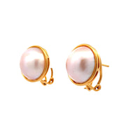 Estate 22K Yellow Gold Mabé Pearl Earrings