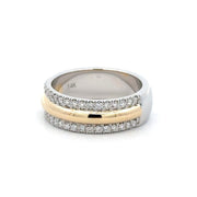 14K White & Yellow Gold Domed Diamond Ring