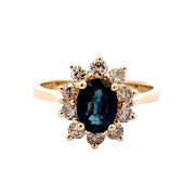 Estate 14K Yellow Gold Sapphire & Diamond Ring