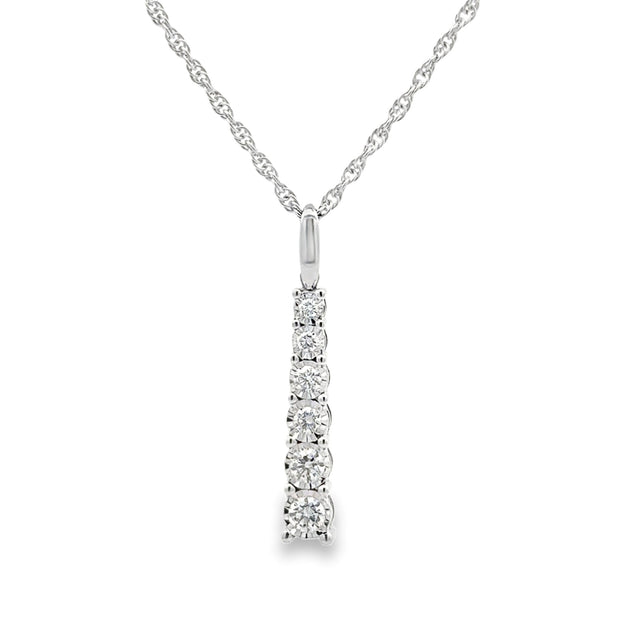 14K White Gold Illusion-Set Diamond Bar Necklace