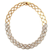 Estate 18K Yellow Gold Akoya Pearl & Diamond Necklace