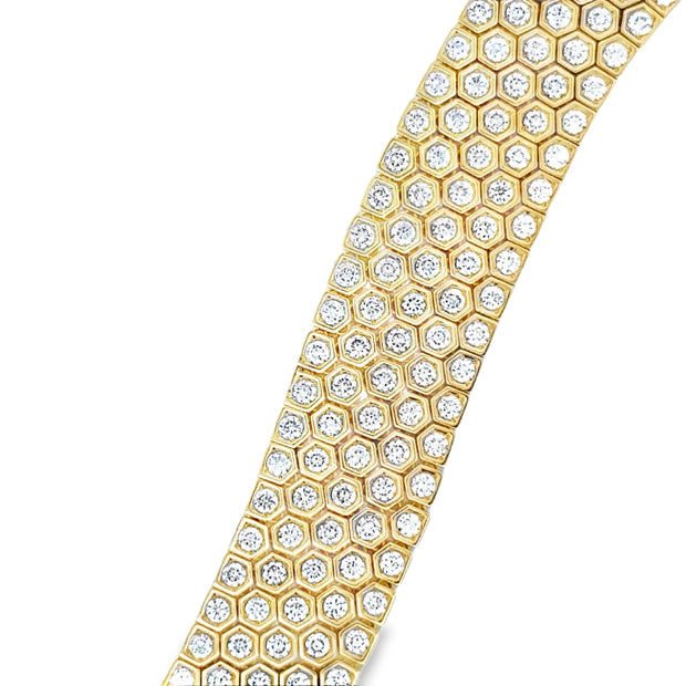 18K Yellow Gold Honeycomb Diamond Bracelet