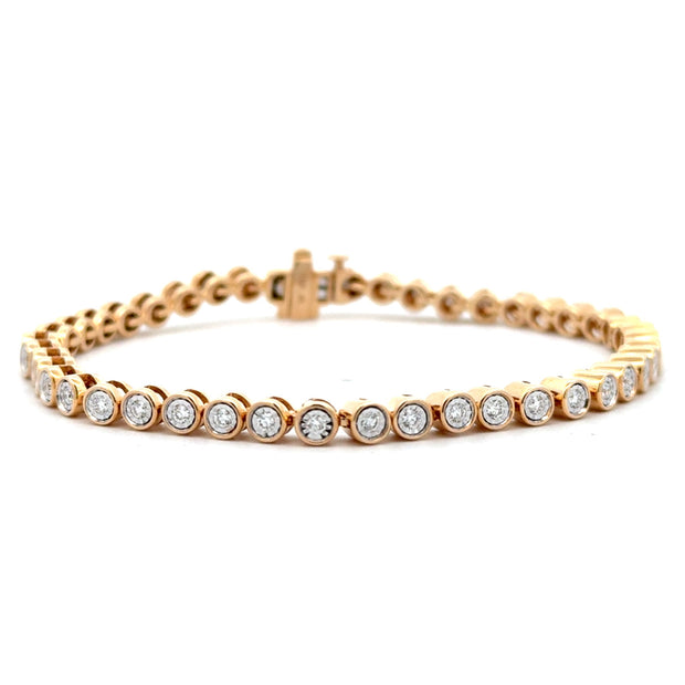 14K Yellow Gold Illusion-Set Diamond Tennis Bracelet