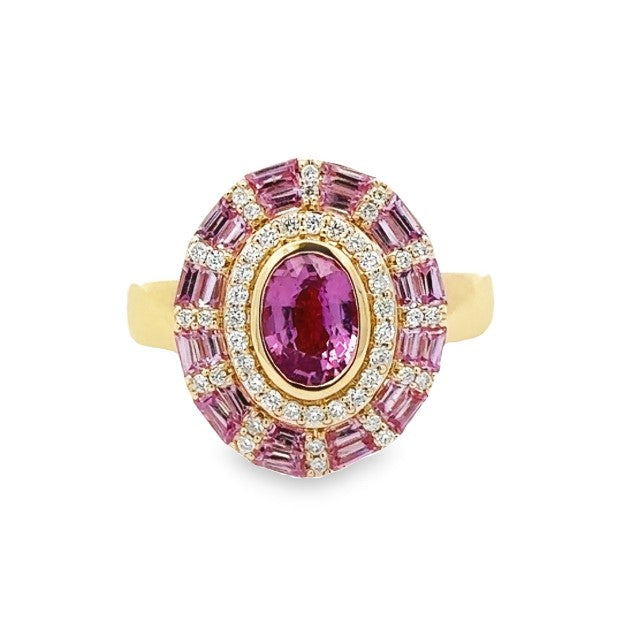 D.M. Kordansky 14K Yellow Gold Pink Sapphire & Diamond Rotating Ring