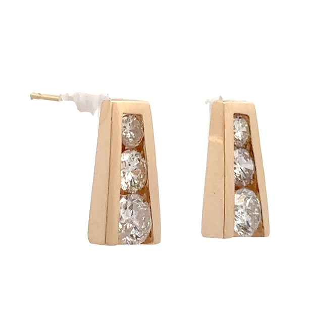 Estate 14K Yellow Gold Tapered Diamond Earrings