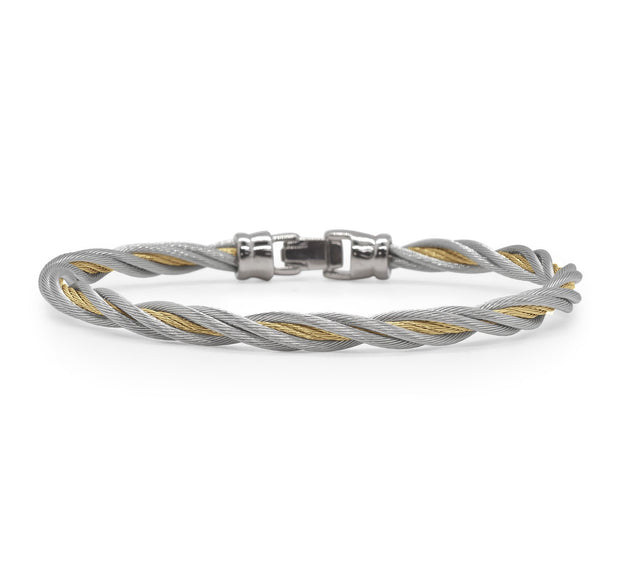 ALOR Grey & Yellow Cable Twisted Bracelet