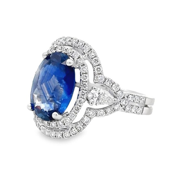 18K White Gold Sapphire and Diamond Ring