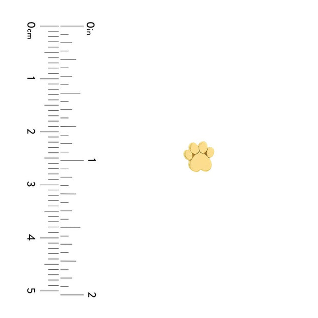 14K Yellow Gold Dog Paw Stud Earrings