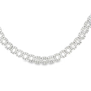 18K White Gold Haloed Emerald-Cut Diamond Necklace