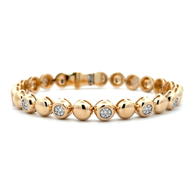 14K Yellow Gold Pavé Diamond Bubble Bracelet