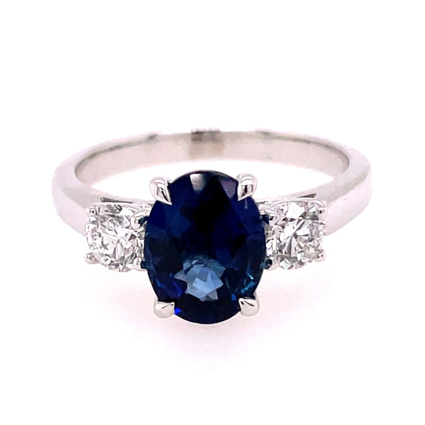 14K White Gold Sapphire & Diamond Ring