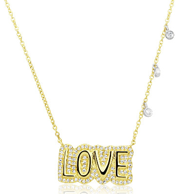 Meira T 14K Gold Diamond "LOVE" Necklace