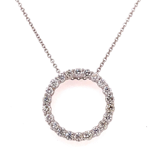 14K White Gold Diamond Circle Pendant
