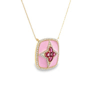 D.M. Kordansky 14K Yellow Gold Pink Tourmaline, Diamond & Enamel Necklace