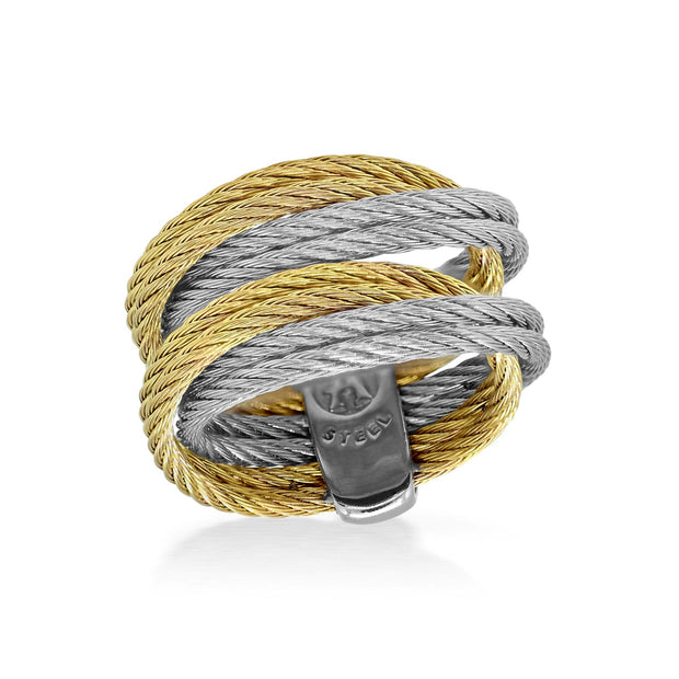 ALOR Grey & Yellow Cable Entwine Ring