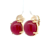 Estate 14K Yellow Gold Cabochon Ruby Earrings