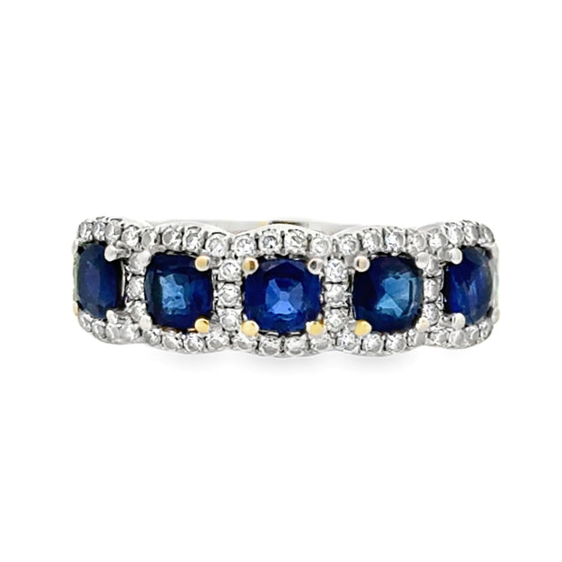 Estate 18K White Gold Sapphire & Diamond Ring