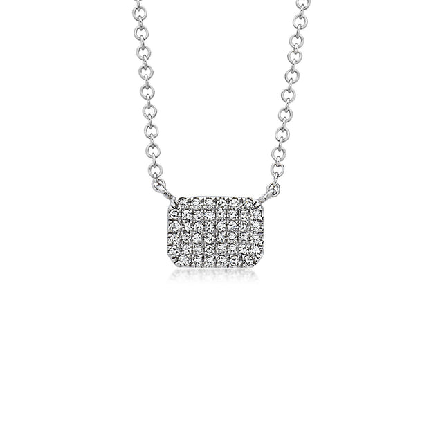 14K White Gold Pavé-Set Octagonal Diamond Necklace