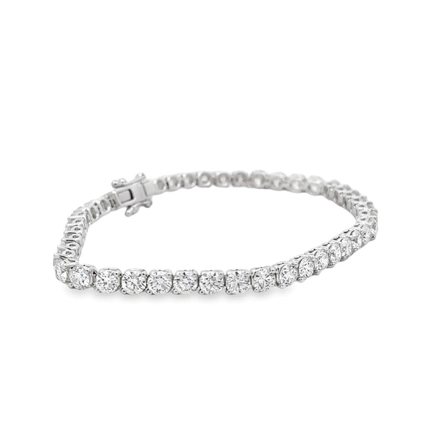 18K White Gold Two Prong Diamond Tennis Bracelet