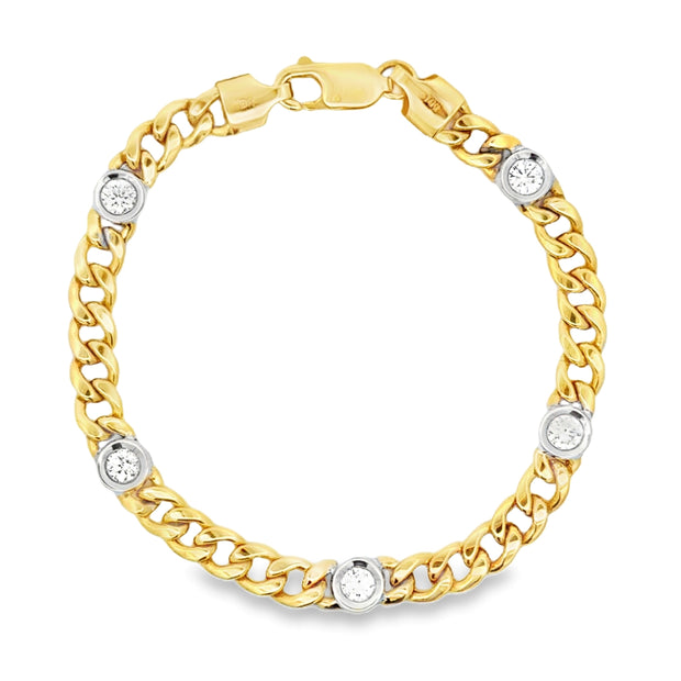 Nava Dee 14K Yellow & White Gold Diamond Station Bracelet