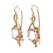 Estate 14K Yellow Gold Kunzite Dangle Earrings