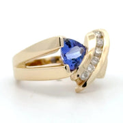 Estate 14K Yellow Gold Tanzanite & Diamond Ring