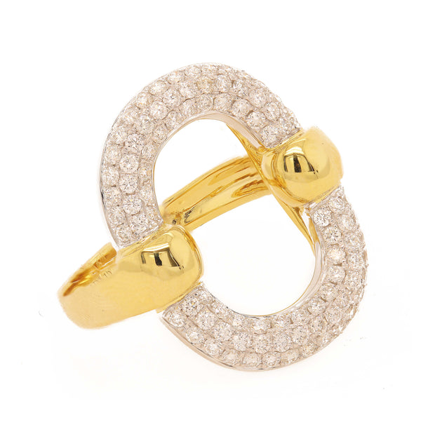 Nava Dee 14K Yellow & White Gold Pavé-Set Diamond Circle Ring;