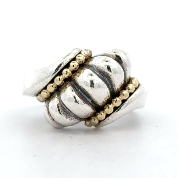 Estate Sterling Silver & 18K Yellow Gold Lagos Ring