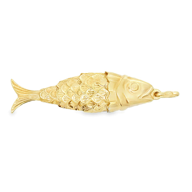 Estate 14K Yellow Gold Articulated Fish Pendant