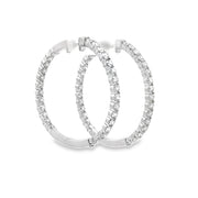 Estate 14K White Gold Diamond Hoop Earrings