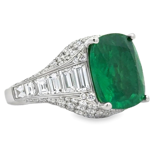 Platinum Emerald & Diamond Ring