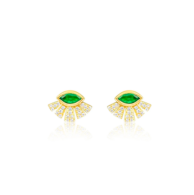 Meira T 14K Yellow Gold Wester Eye Emerald Studs